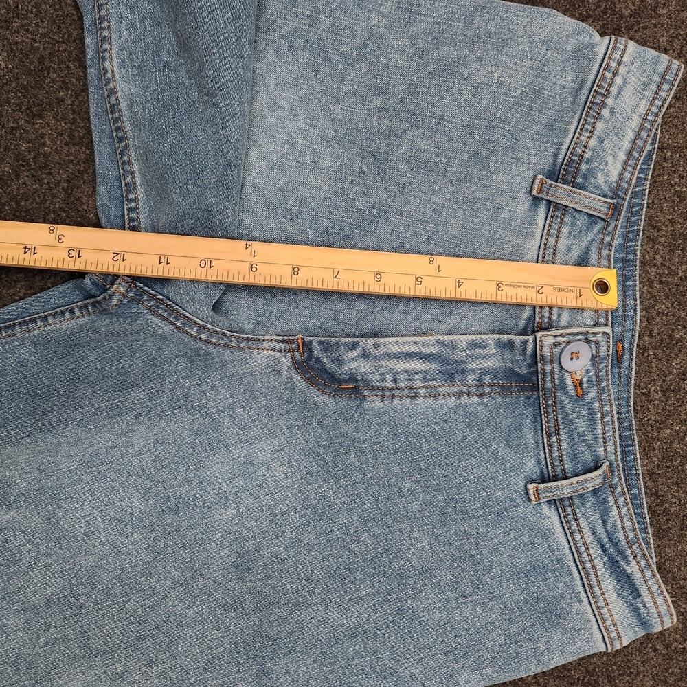 Miou Muse Womens Large Light Blue Wide Leg Denim Jeans Stretch Baggy Raw Hem - Picture 5 of 10